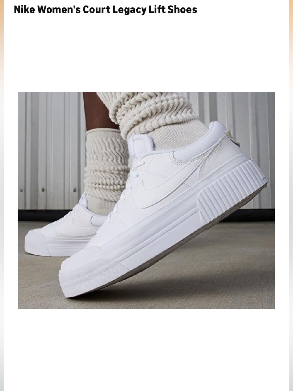 NIKE White Court Legacy Lift Shoes size 7 - Picture 4 of 12
